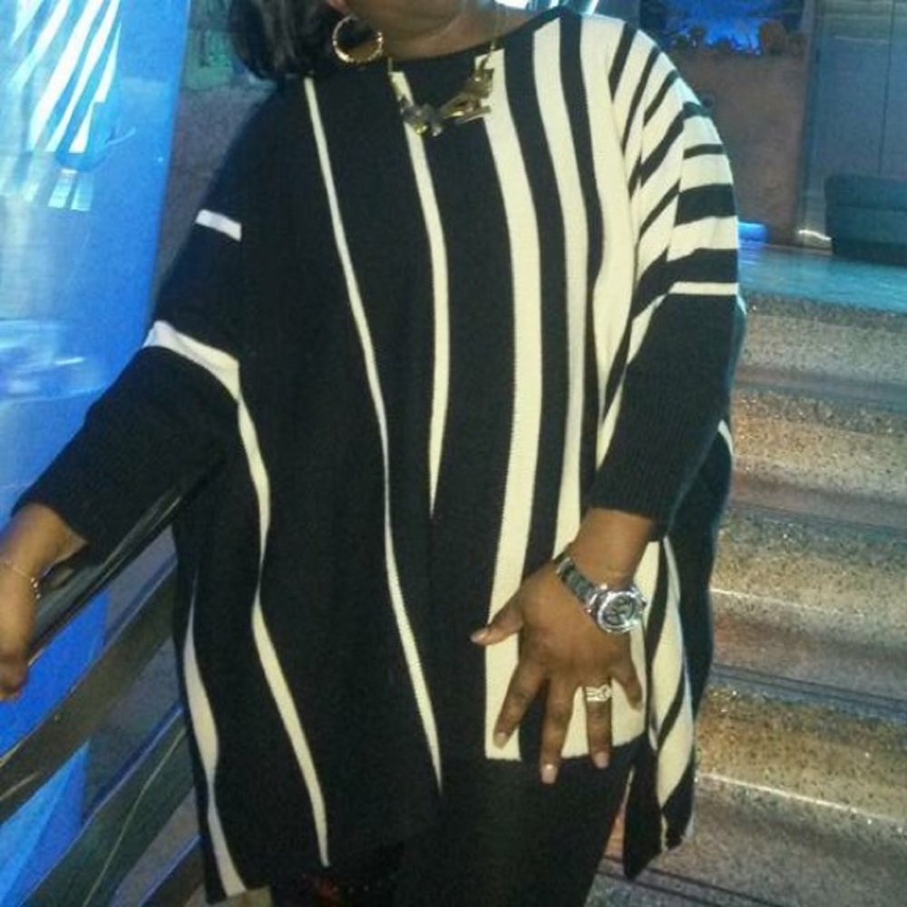 Black and White Pancho Sweater